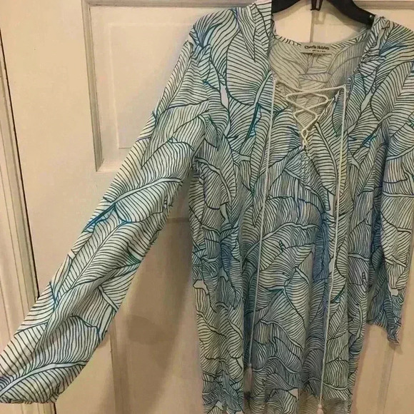 Charlie Holiday Size 4 Hooded Tropical Swim Cover Up with Tassels - Picture 5 of 11